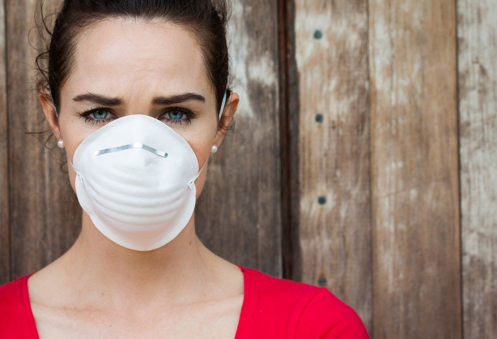 woman pollution mask